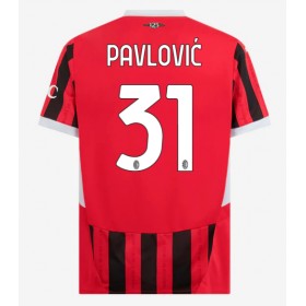 Pánské fotbalový oblečení AC Milan Strahinja Pavlovic #31 Domácí košile 2024-25 Krátkým Rukávem